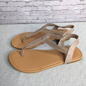 TORRID - T-Strap Stretch Sandal - SIZE 10 Womens (WW) - Nude / Taupe